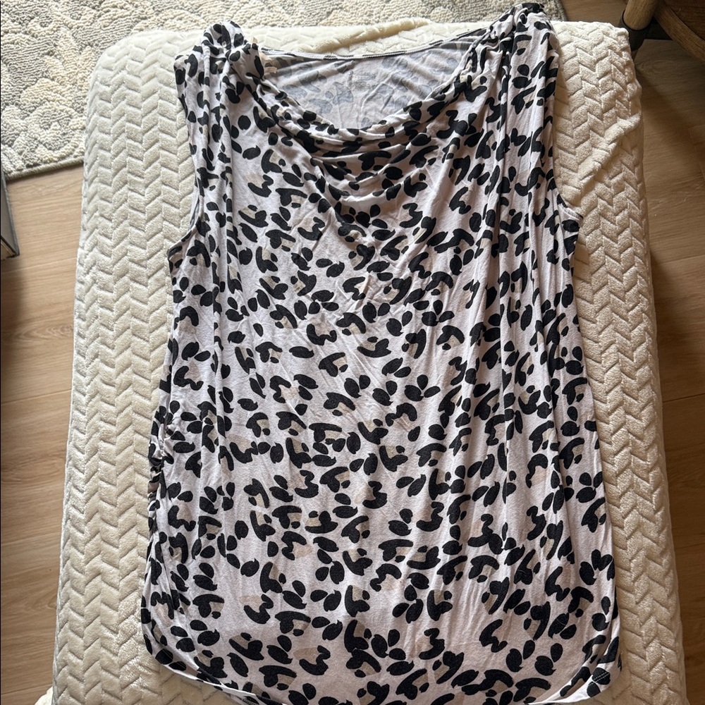 Lane Bryant Black and White Patterned Tank Top